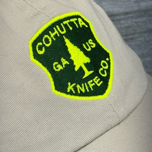 Cohutta Knife Co. GA US Patch Mesh Snap Back Hat Cap Outdoor OSFA White Tan - Picture 3 of 13